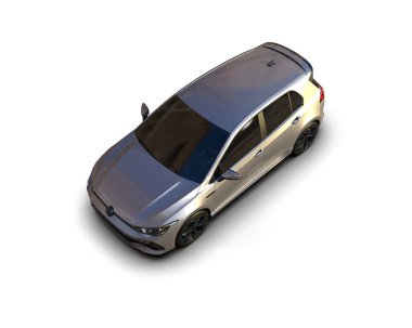 Modern araba beyaz arka planda izole edilmiş. 3d resimleme