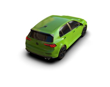 Modern araba beyaz arka planda izole edilmiş. 3d resimleme