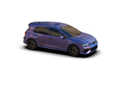 Modern araba beyaz arka planda izole edilmiş. 3d resimleme
