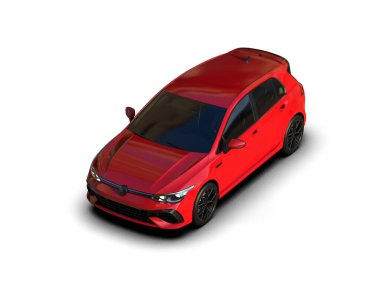 Modern araba beyaz arka planda izole edilmiş. 3d resimleme