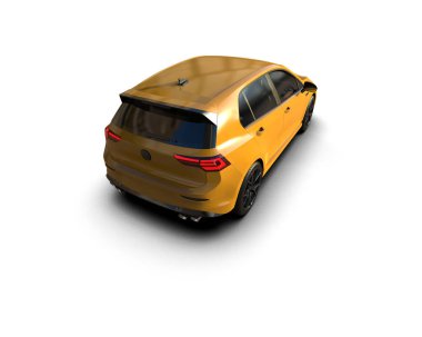 Modern araba beyaz arka planda izole edilmiş. 3d resimleme