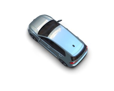 Modern araba beyaz arka planda izole edilmiş. 3d resimleme