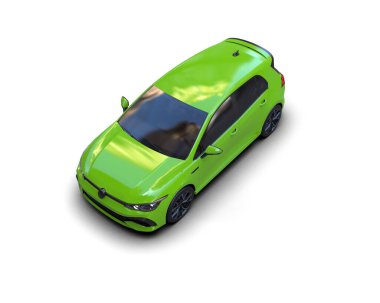 Modern araba beyaz arka planda izole edilmiş. 3d resimleme