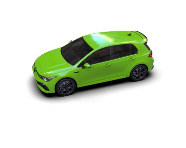 Modern araba beyaz arka planda izole edilmiş. 3d resimleme