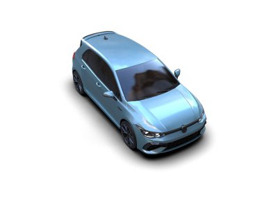 Modern araba beyaz arka planda izole edilmiş. 3d resimleme