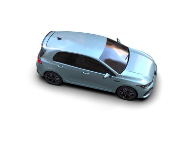 Modern araba beyaz arka planda izole edilmiş. 3d resimleme