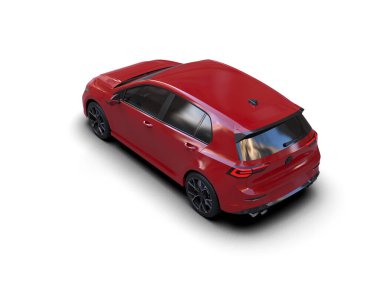 Modern araba beyaz arka planda izole edilmiş. 3d resimleme