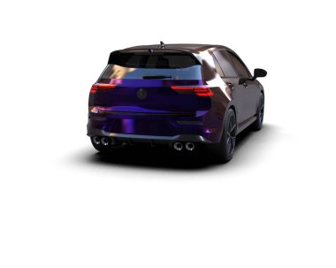 Modern araba beyaz arka planda izole edilmiş. 3d resimleme