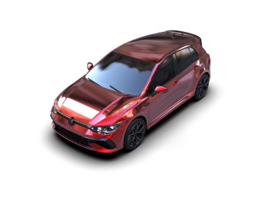 Modern araba beyaz arka planda izole edilmiş. 3d resimleme