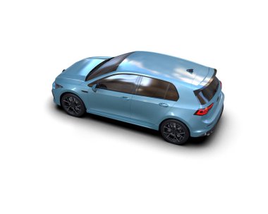 Modern araba beyaz arka planda izole edilmiş. 3d resimleme