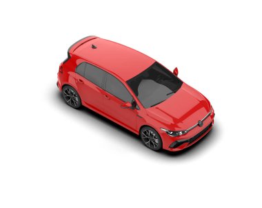Modern araba beyaz arka planda izole edilmiş. 3d resimleme