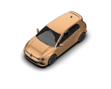 Modern araba beyaz arka planda izole edilmiş. 3d resimleme