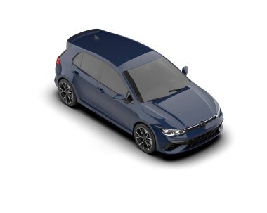 Modern araba beyaz arka planda izole edilmiş. 3d resimleme