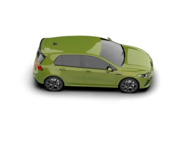 Modern araba beyaz arka planda izole edilmiş. 3d resimleme