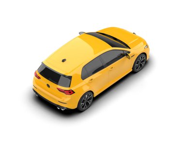 Modern araba beyaz arka planda izole edilmiş. 3d resimleme