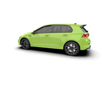 Modern araba beyaz arka planda izole edilmiş. 3d resimleme