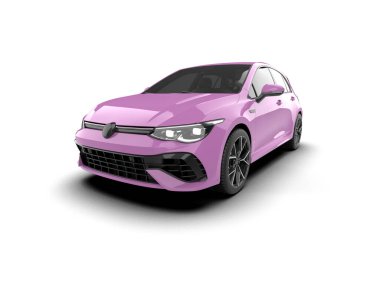 Modern araba beyaz arka planda izole edilmiş. 3d resimleme