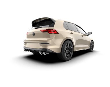 Modern araba beyaz arka planda izole edilmiş. 3d resimleme