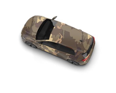 Modern araba beyaz arka planda izole edilmiş. 3d resimleme