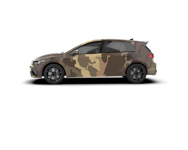 Modern araba beyaz arka planda izole edilmiş. 3d resimleme