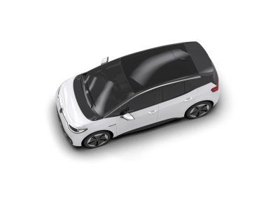 Modern araba arka planda izole edilmiş. 3d resimleme