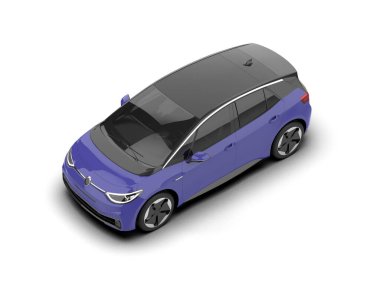 Modern araba beyaz arka planda izole edilmiş. 3d resimleme