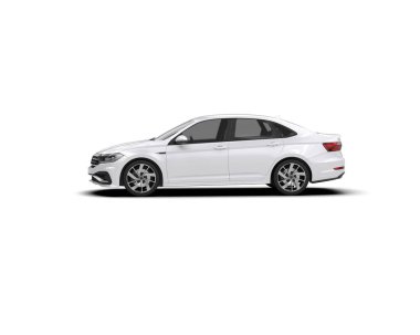 Modern araba beyaz arka planda izole edilmiş. 3d resimleme