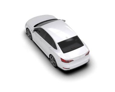 Modern araba beyaz arka planda izole edilmiş. 3d resimleme