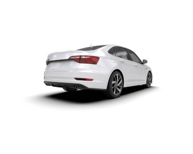 Modern araba beyaz arka planda izole edilmiş. 3d resimleme