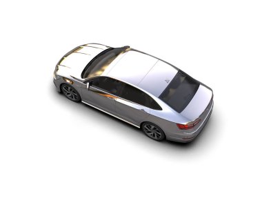 Modern araba beyaz arka planda izole edilmiş. 3d resimleme