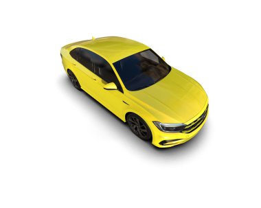 Modern araba beyaz arka planda izole edilmiş. 3d resimleme