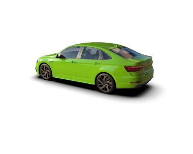 Modern araba beyaz arka planda izole edilmiş. 3d resimleme