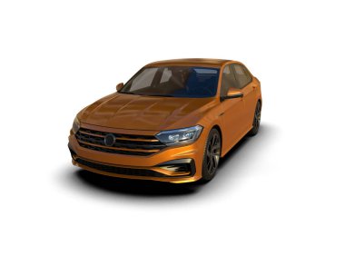 Modern araba beyaz arka planda izole edilmiş. 3d resimleme