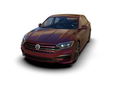 Modern araba beyaz arka planda izole edilmiş. 3d resimleme
