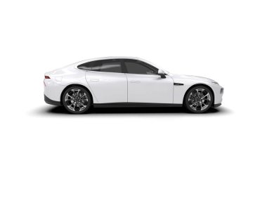 Modern gerçekçi araba beyaz arka planda izole edilmiş. 3d oluşturma