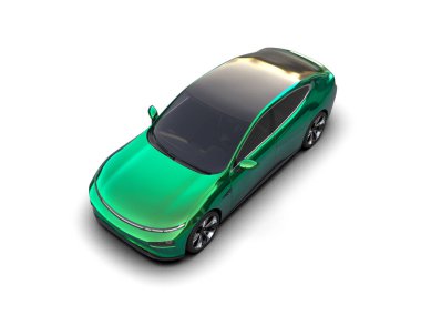 Modern araba beyaz arka planda izole edilmiş. 3d resimleme