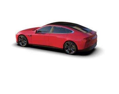 Modern araba beyaz arka planda izole edilmiş. 3d resimleme