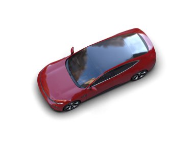 Modern araba beyaz arka planda izole edilmiş. 3d resimleme