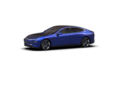 Modern araba beyaz arka planda izole edilmiş. 3d resimleme