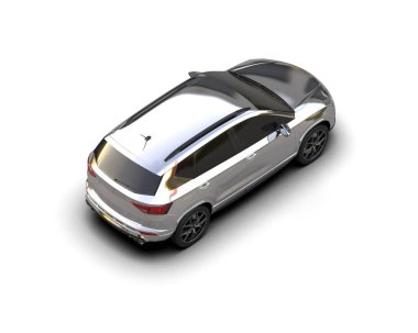 Modern araba beyaz arka planda izole edilmiş. 3d resimleme