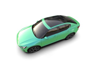 Modern araba beyaz arka planda izole edilmiş. 3d resimleme