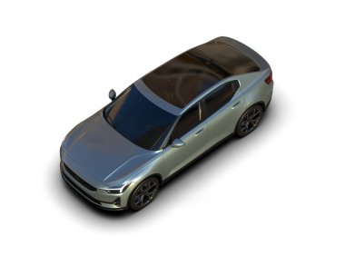 Modern araba beyaz arka planda izole edilmiş. 3d resimleme