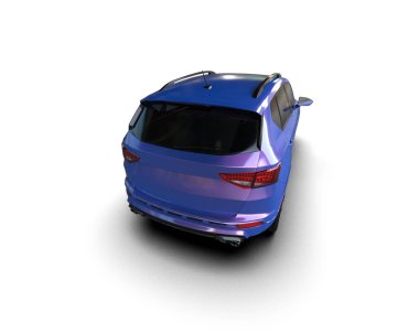 Modern araba beyaz arka planda izole edilmiş. 3d resimleme