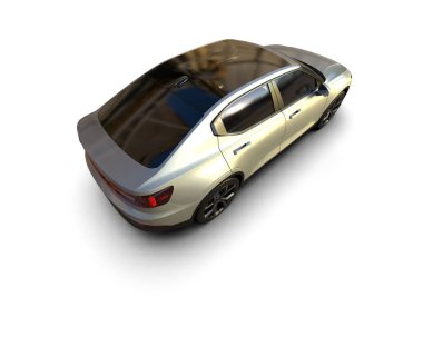 Modern araba beyaz arka planda izole edilmiş. 3d resimleme