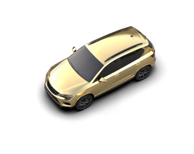 Modern araba beyaz arka planda izole edilmiş. 3d resimleme