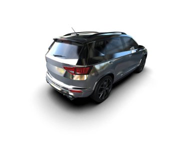 Modern araba beyaz arka planda izole edilmiş. 3d resimleme