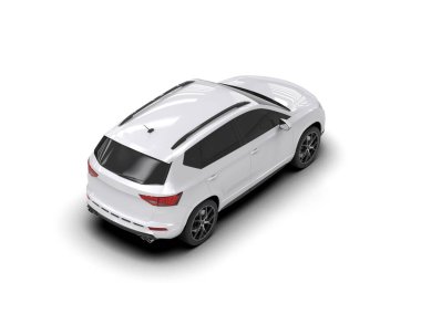 Modern araba beyaz arka planda izole edilmiş. 3d resimleme