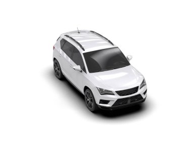 Modern araba beyaz arka planda izole edilmiş. 3d resimleme