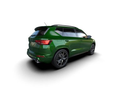 Modern araba beyaz arka planda izole edilmiş. 3d resimleme