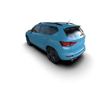 Modern araba beyaz arka planda izole edilmiş. 3d resimleme